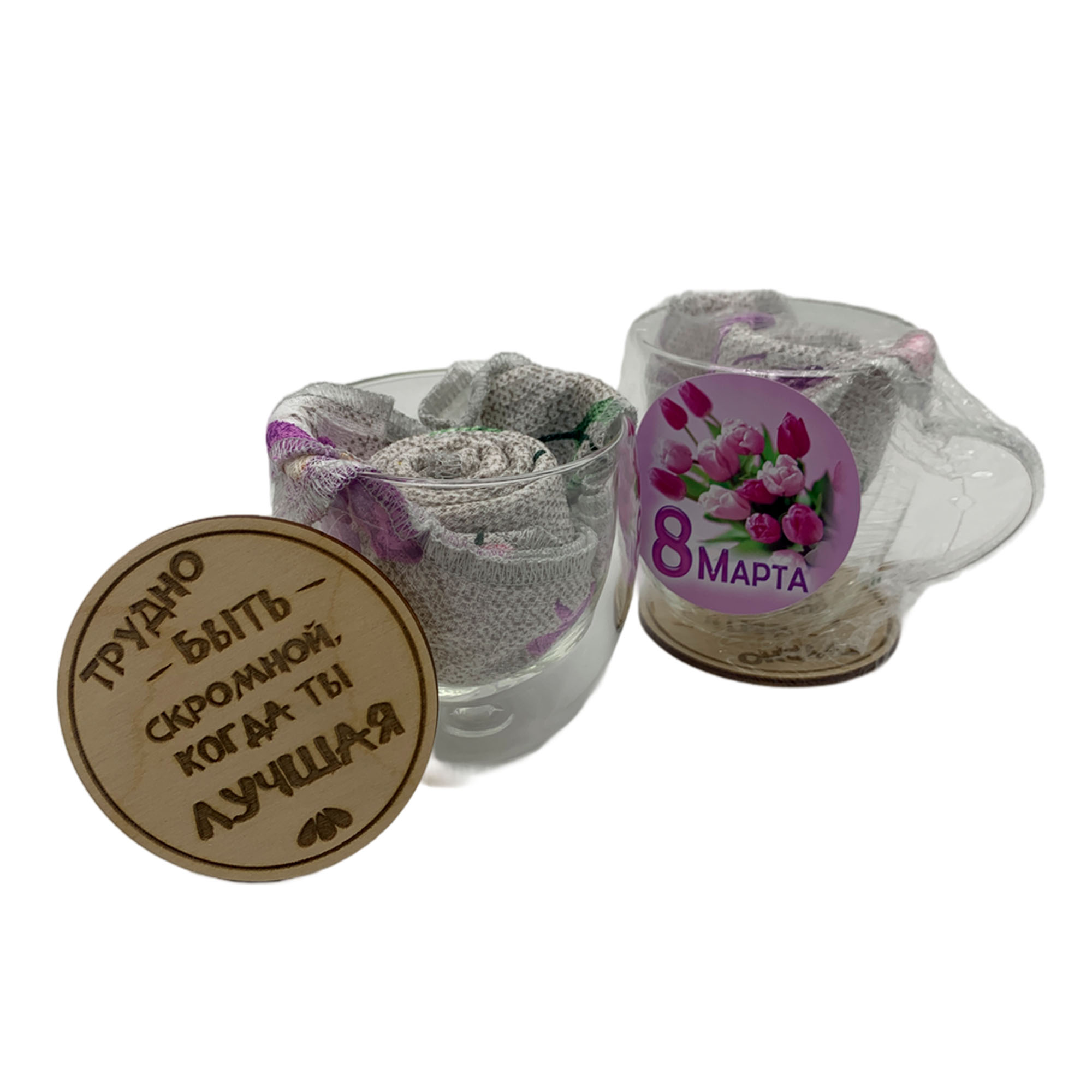 Набор ДомВелл 8 Марта (Кружка+Подставка+Салфетка 30*30 2шт)