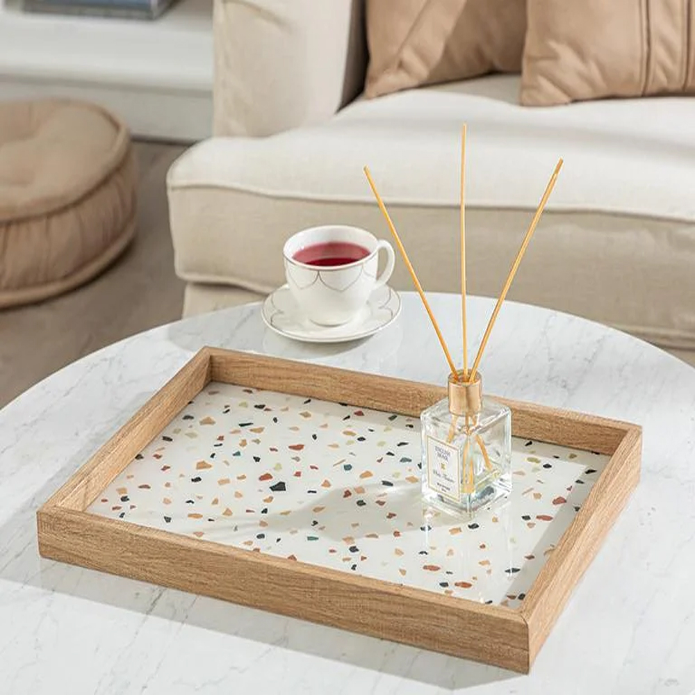 Поднос 31x46см стекло декоративный Terazzo Коричневый