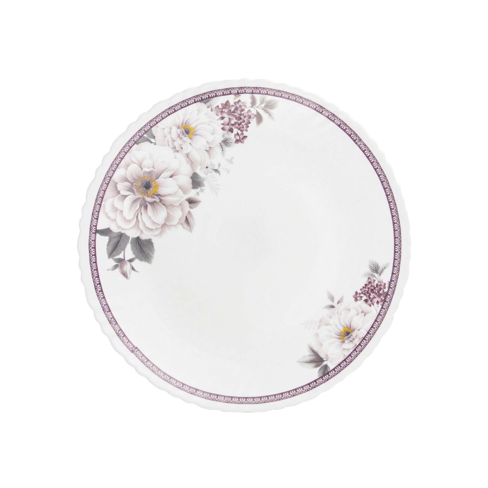 Тарелка 210мм стеклокерам. Torix "Горный пион" NHP85T/16092, белая с декором