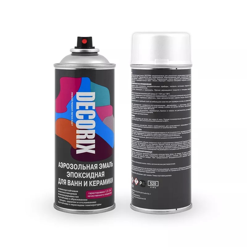 Эмаль аэроз. 520мл для ванн и керамики эпоксидная DECORIX, белый