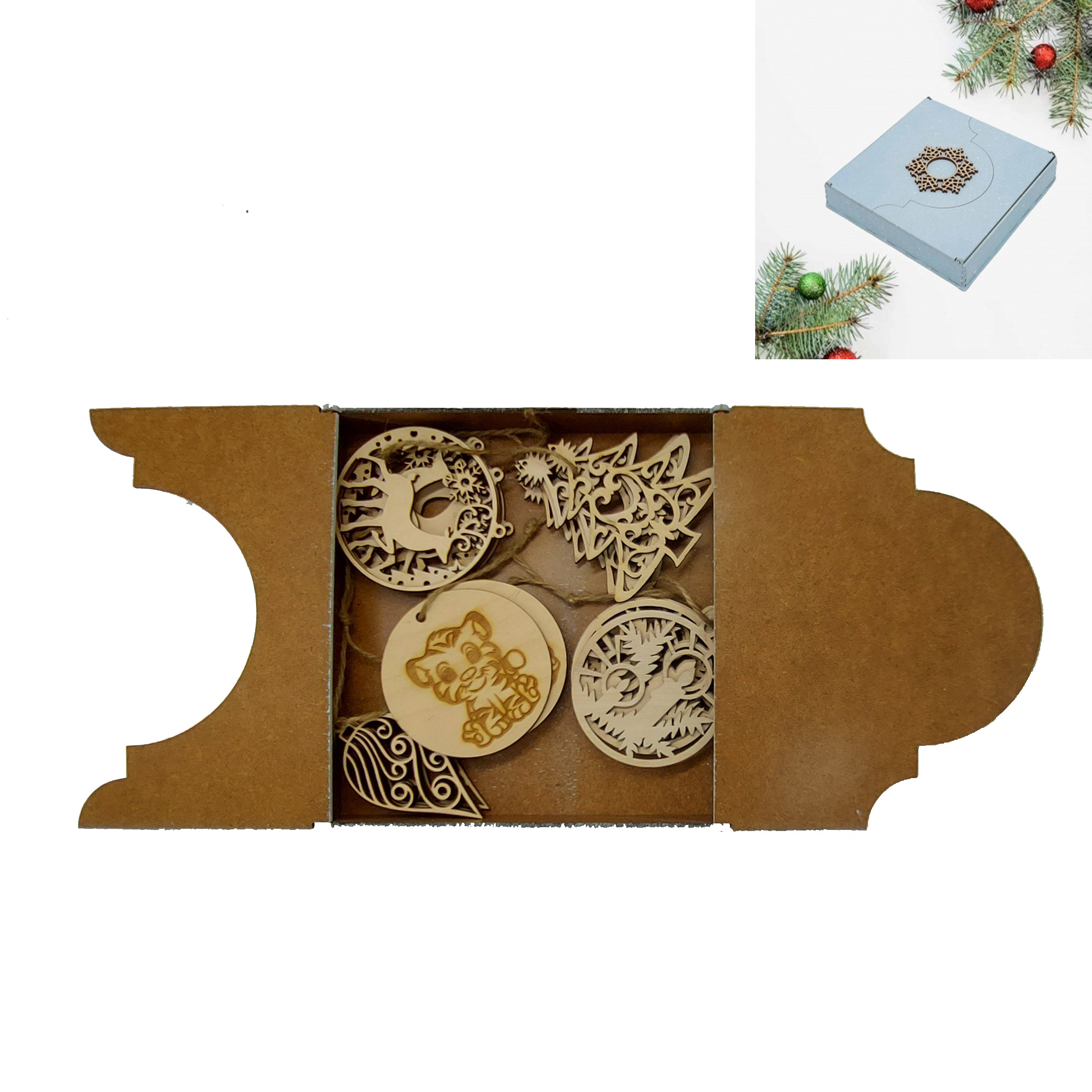 Набор НГ ДомВуд (Коробка 21х21х3,8см Снежинка + Украшение на ёлку 25шт) Н171/Д171 Набор НГ ДомВуд (Коробка 21х21х3,8см Снежинка + Украшение на ёлку 25шт) Н171/Д171