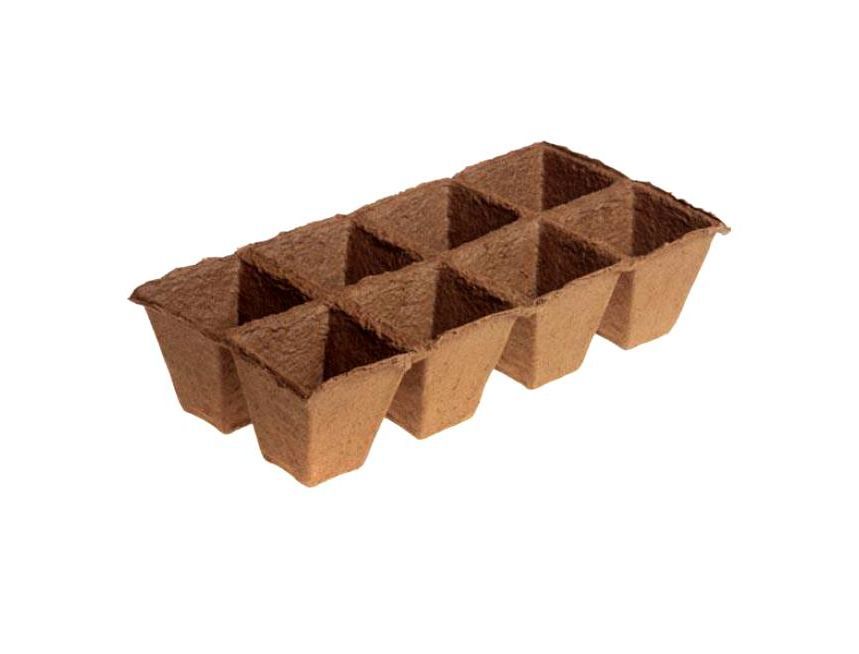 Горшки торфяные 70х70мм квадрат (в блоке 8 ячеек)