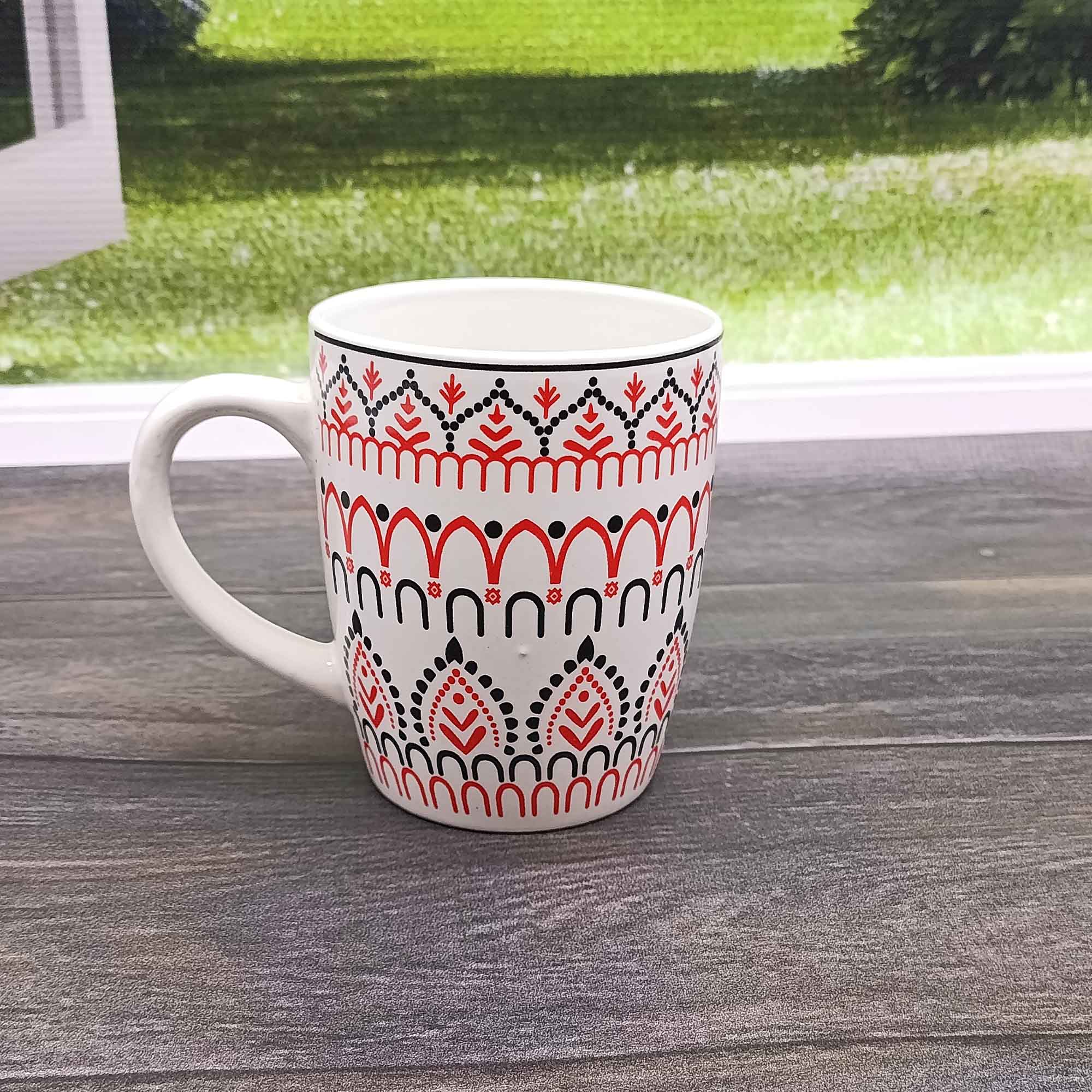 Кружка 380мл с узором РД84496 красный узор