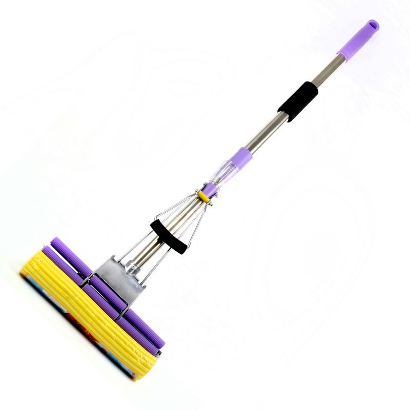 Швабра с отжимом, двойной ролик 38см, телескопическая ручка 124см металл  РД88852