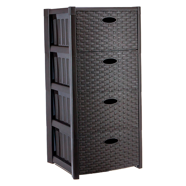 Комод 4 секции Стиль вязание коричневый ротанг 