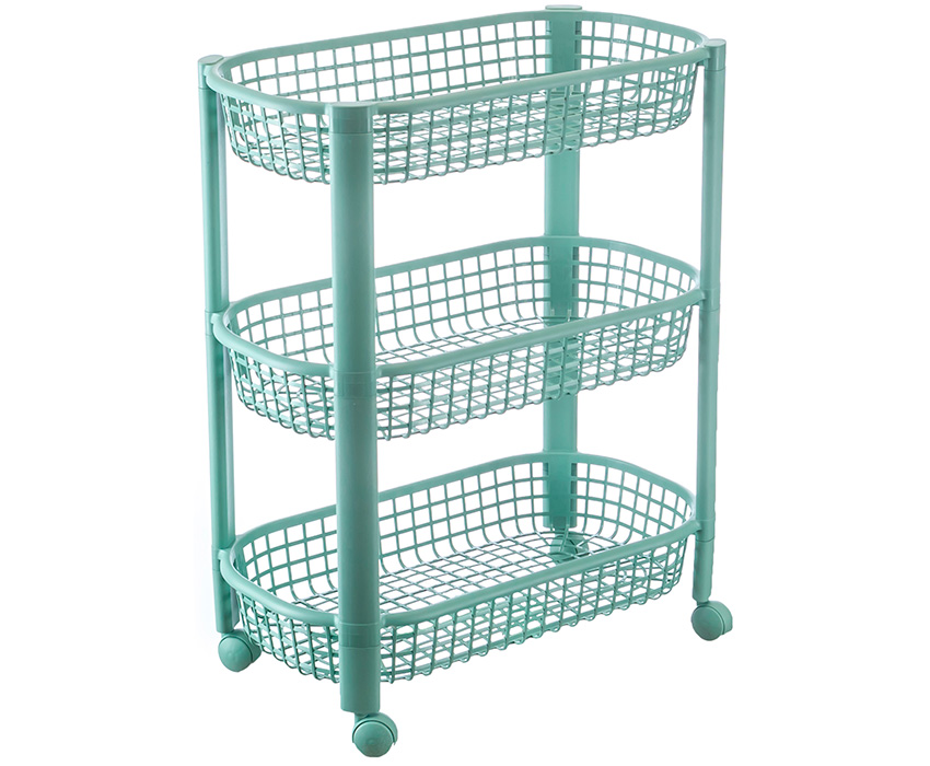 Полка для овощей 3 секции на колесах Фисташковый