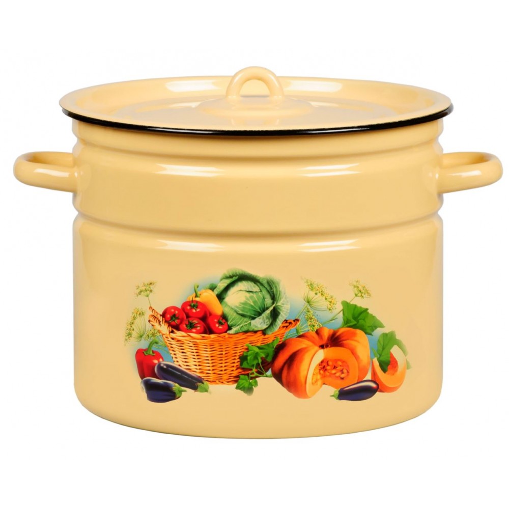 Кастрюля эмалированная сталь  2,9л, с крышкой, Стальэмаль кремовая в ассортименте