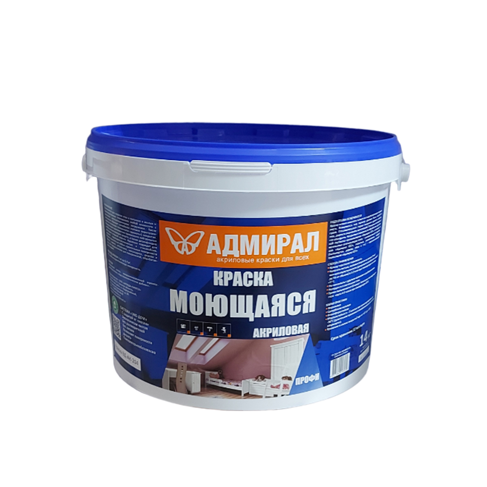 Краска водоэмульсионная 14кг Профи моющаяся Адмирал