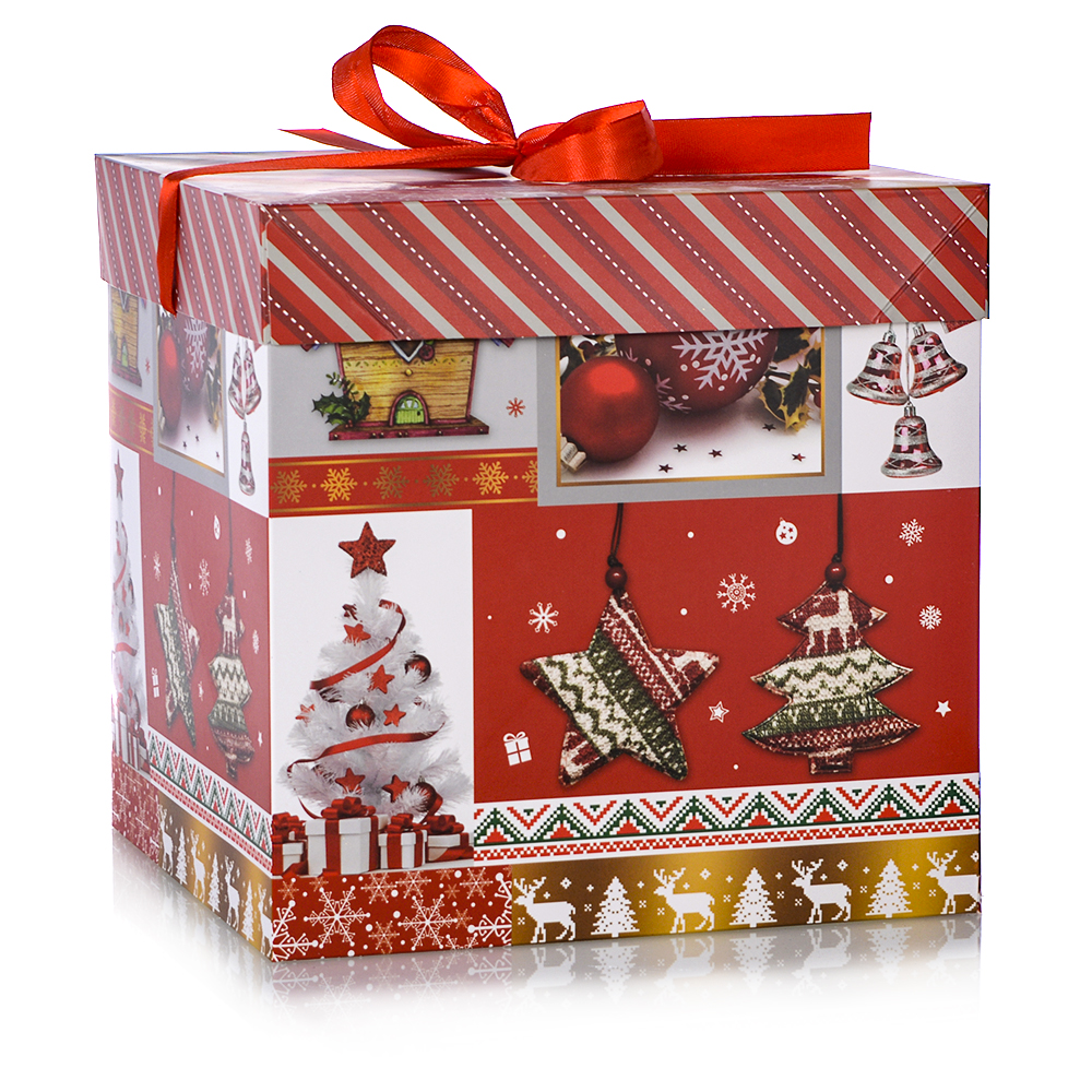 Коробка подарочная 22x22x22 см складная 117-L Новый год  Коробка подарочная 22x22x22 см складная 117-L Новый год
