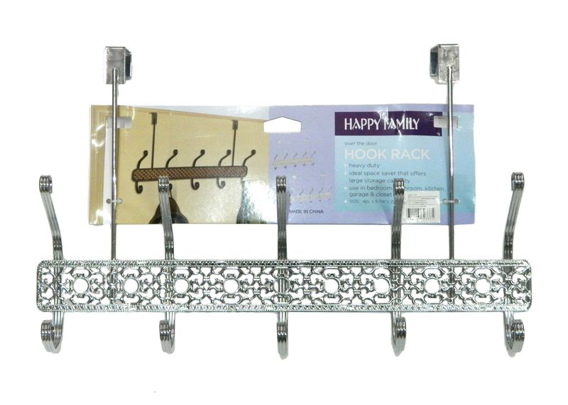 Вешалка на дверь 5 крючков 28,5х46х11см 2-х уровневые с подвесом Ажур JC-1078/С505-5