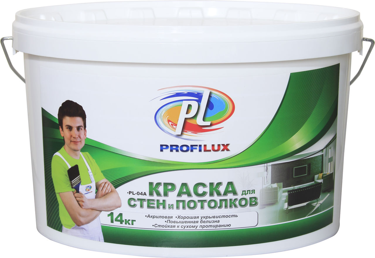 Краска водоэмульсионная 14кг PL-04A (зеленая этикет)  "Профилюкс"