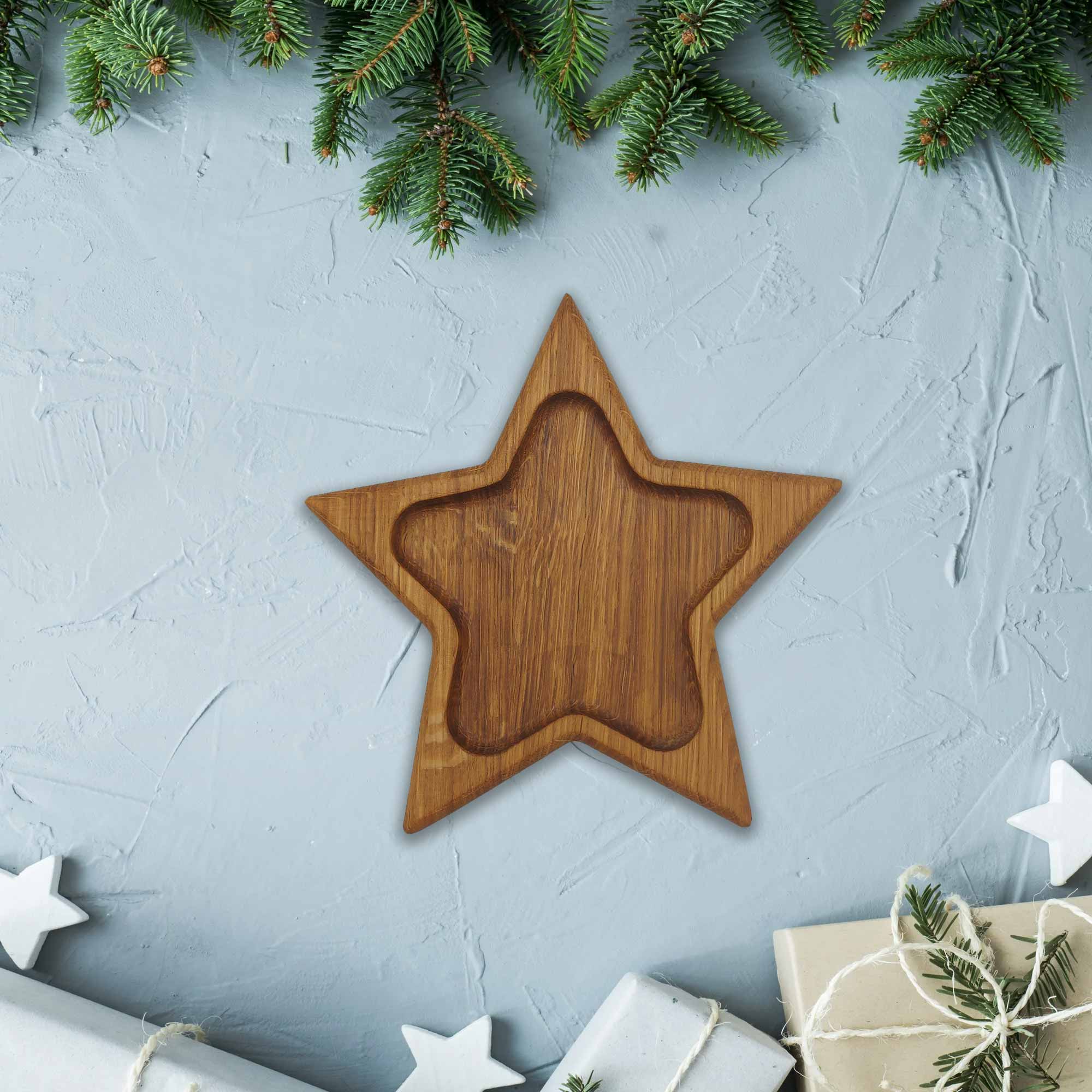 Тарелочка для подачи  20х20х2см ДомВуд Звёздочка Дуб Д150