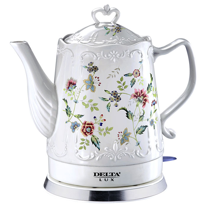 Чайник 1,5л DELTA LUX DL-1239 1500 Вт корпус из фарфора Цветы