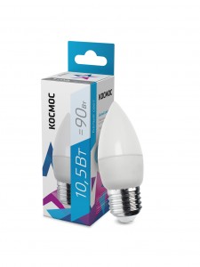 Лампа свд Космос свеча  E27 10,5W (10W) (860lm) 4500K 4K матов. 99x37 LkecLED10.5wCNE2745
