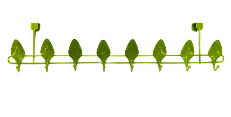 Вешалка на дверь 8 крючков с подвесом Листок 21х78х10см (зелёный перламутр) JC-1133 (48)