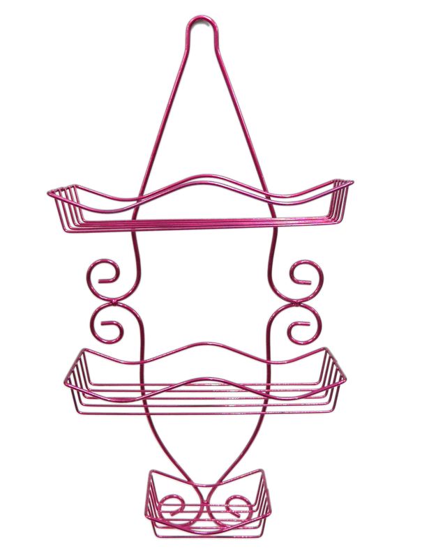 Полка прямая 2 ярусная с мыльницей 55*26*11см розовая JC-4464/Е-0051 (24)