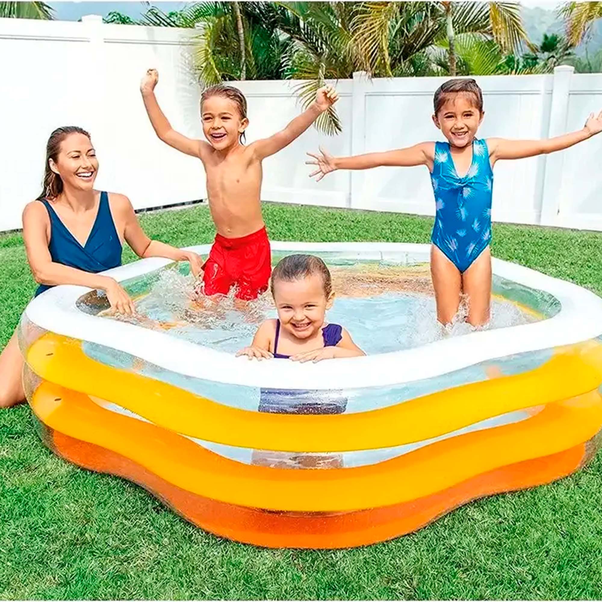 Бассейн детский надувной  185х180х53см, с надувным дном, 460л, от 3 лет, уп.3