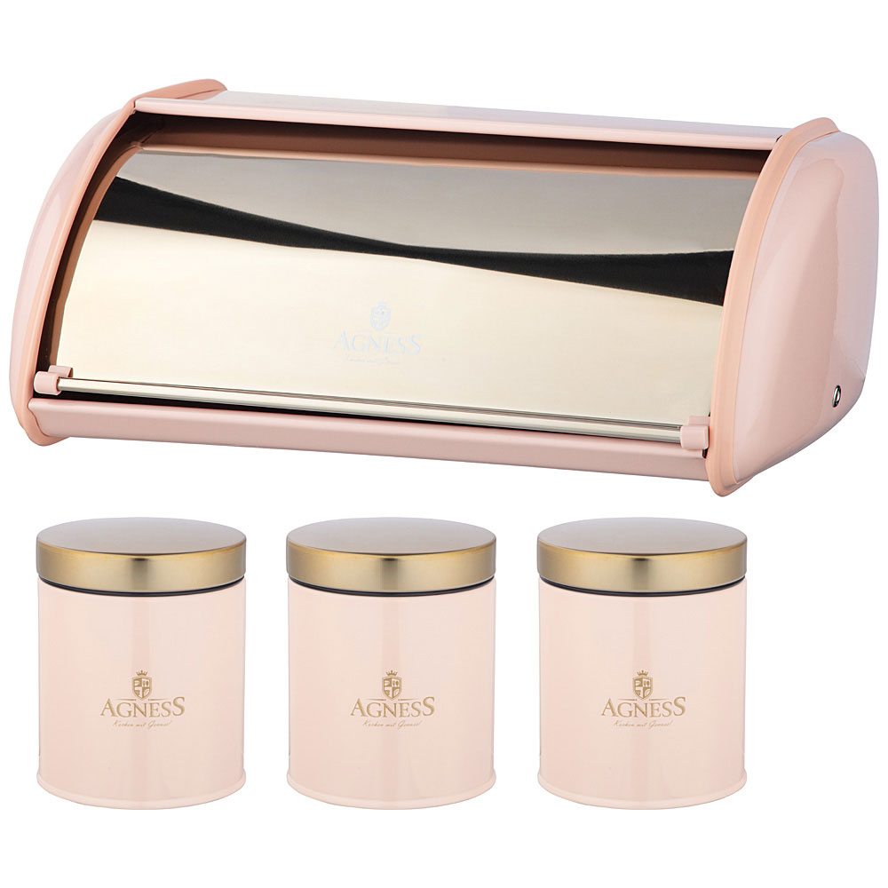 Набор Agness Тюдор хлебница 355х230х145мм, банка для сыпучих 950мл металл