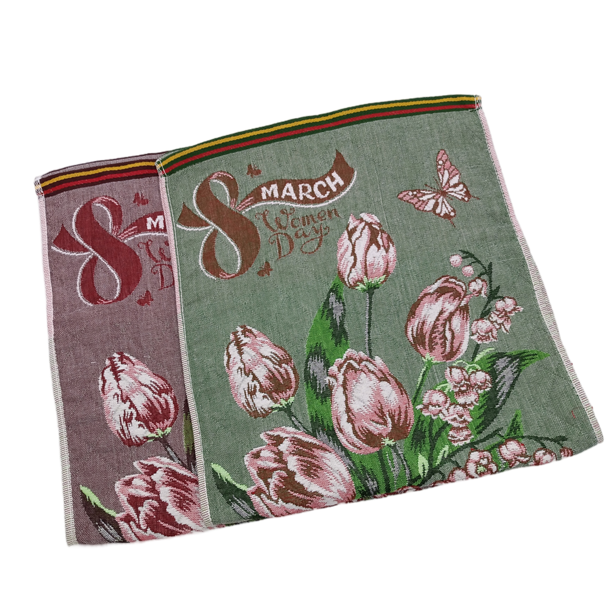 Полотенце 35х75см, 8 Марта стеганая, хлопок