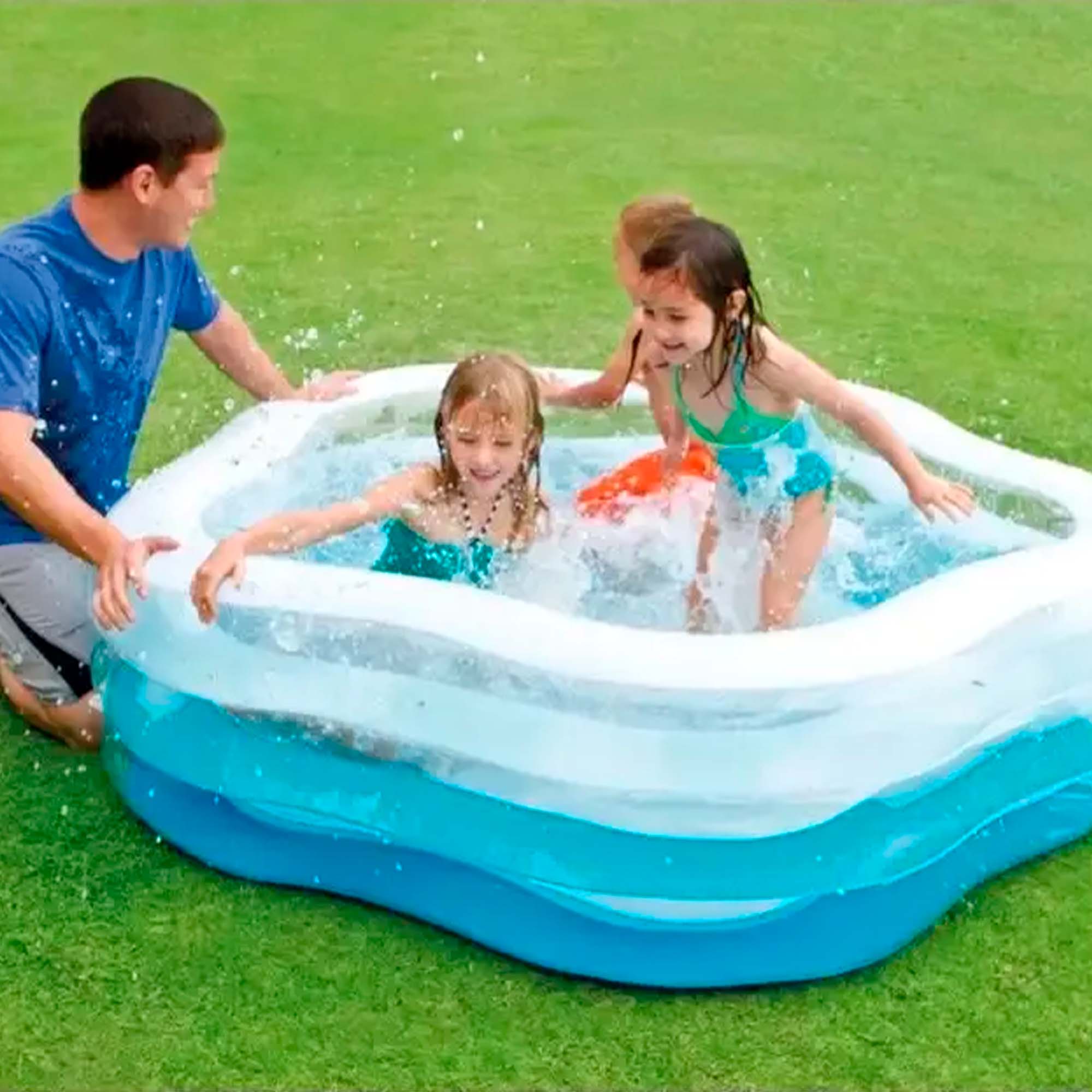 Бассейн детский надувной  185х180х53см, с надувным дном, 460л, от 3 лет, уп.3