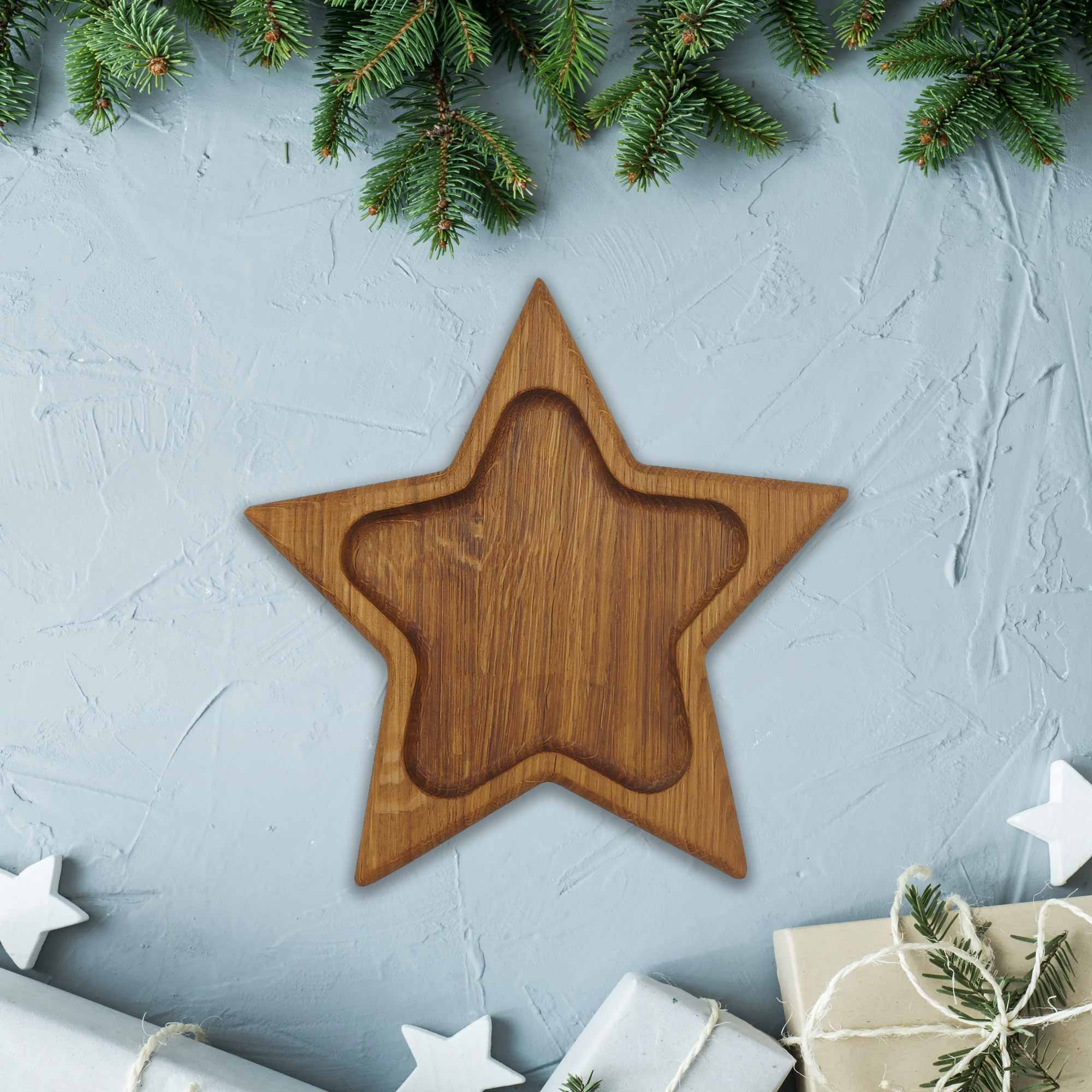 Тарелочка для подачи 26х26х2см ДомВуд Звёздочка Дуб Д156