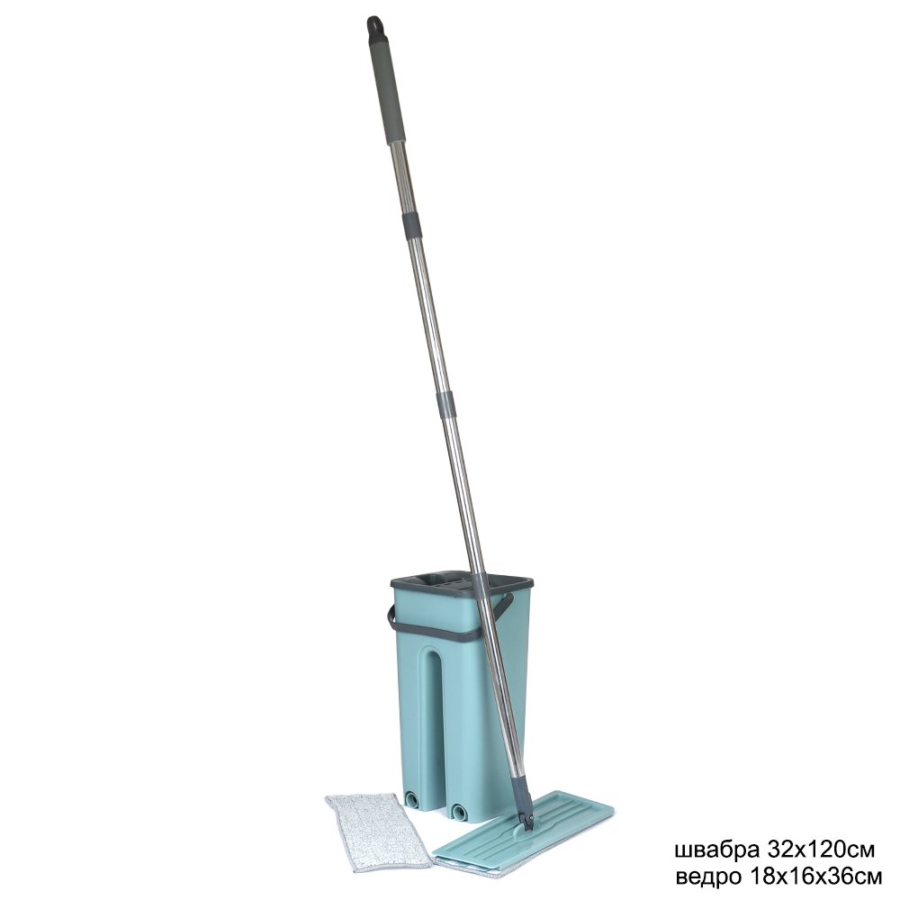 Ведро 6л с вертикальным отжимом и шваброй Моп S2-1 голубой