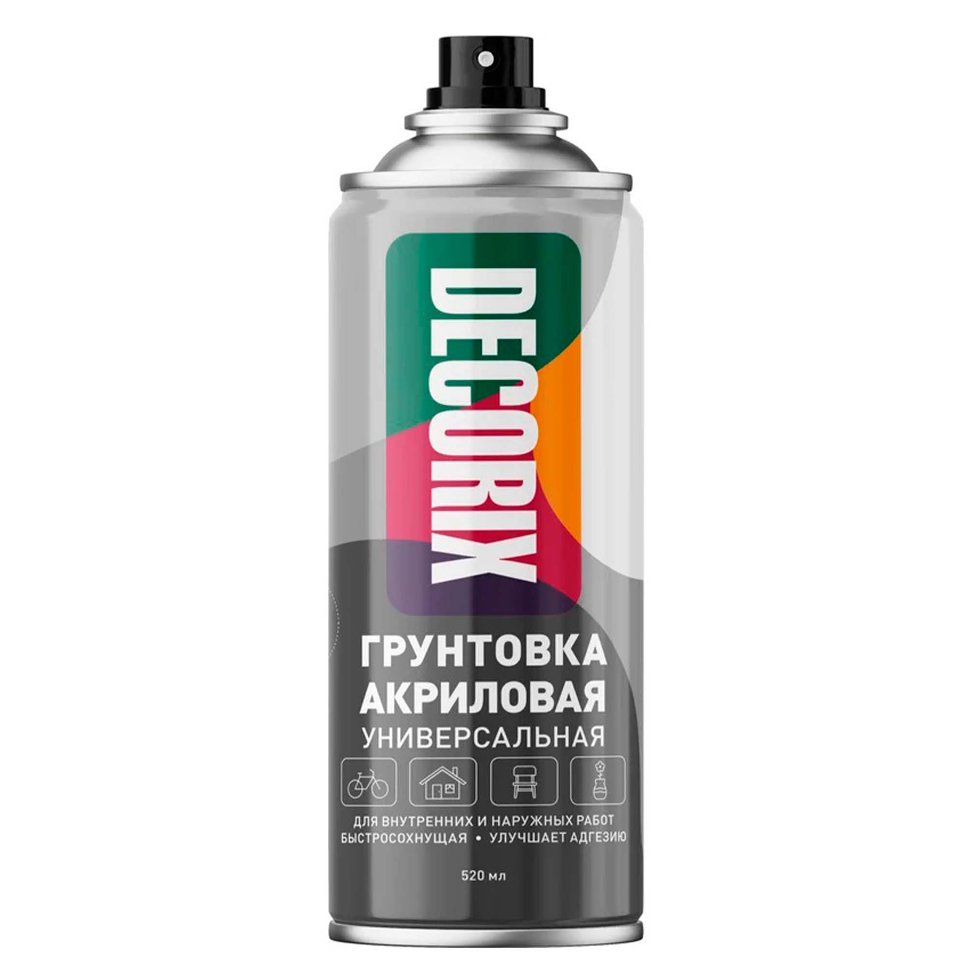 Грунтовка акриловая 0,52л аэрозольная DECORIX серая 0108-10 DX 