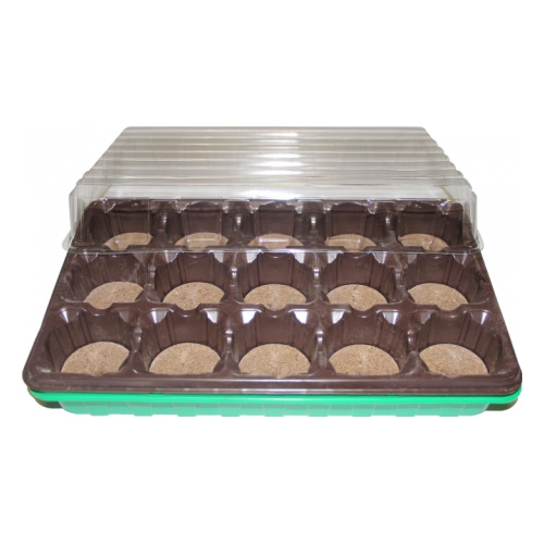 Минипарник для рассады с торф. таблетками 55мм+крышка (15 табл.+кассета+лоток)