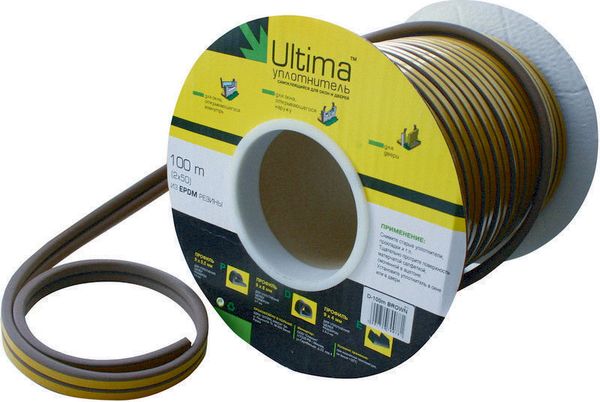 Уплотнитель Р100 9х5,5 мм коричневый самоклеющ. Ultima  