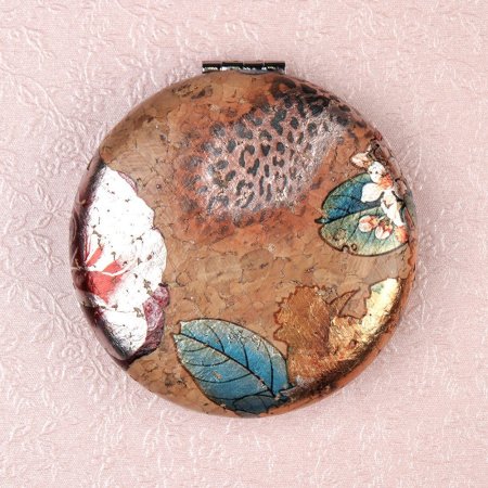 Зеркало карманное 7см GT361 кожзам