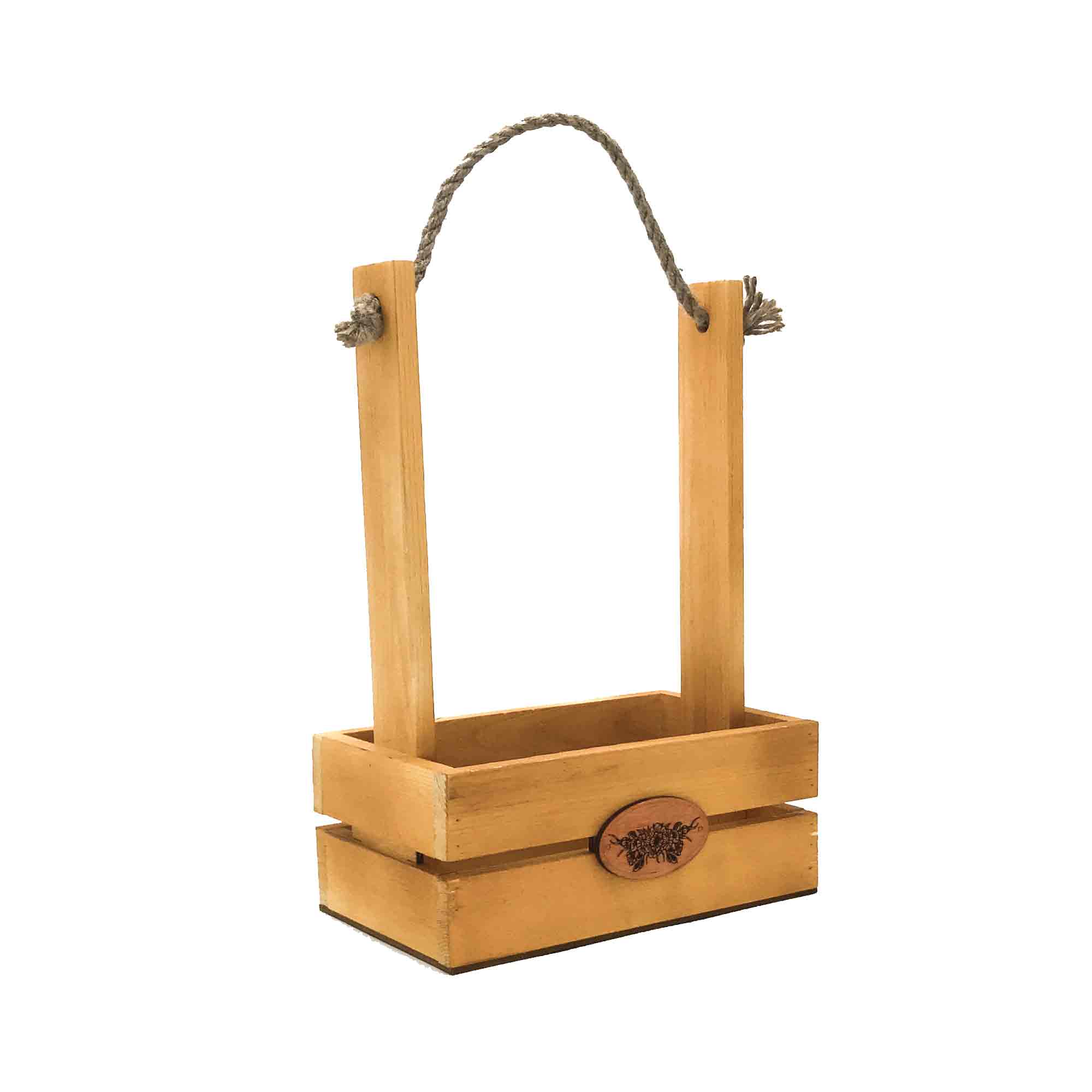 Ящик декоративный окрашенный с медальоном и шпагатом 20х12х9см ДомВуд Лиственица Сосна С61/Д61