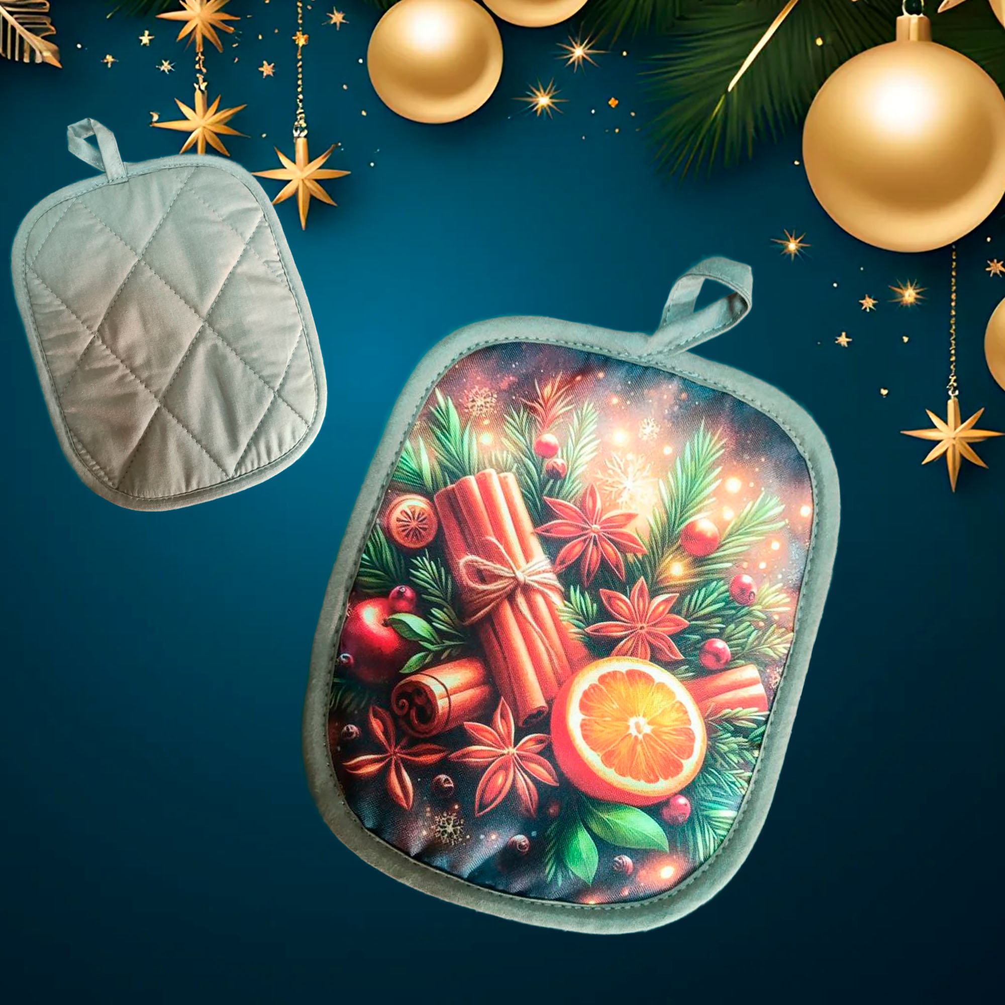 Прихватка 22*18 кухонная стеганная (габардин(100%пэ), поплин (100%хл.)) ДомВелл Глинтвейн