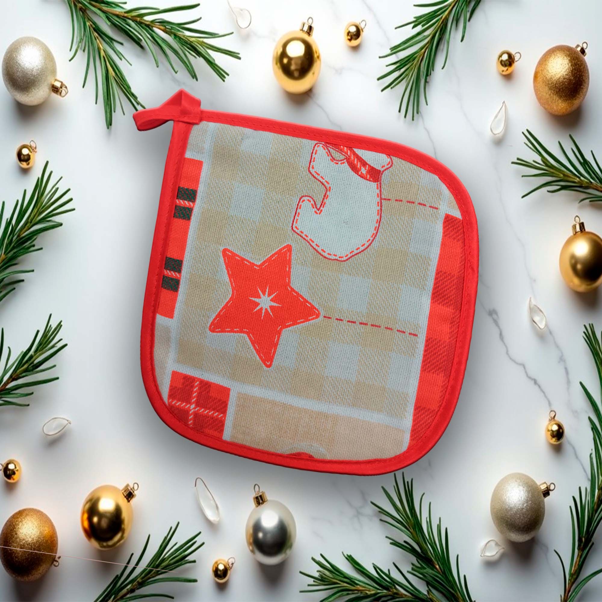 Прихватка 18*19 кухонная вафельная ДомВелл 51424 Новогодний принц