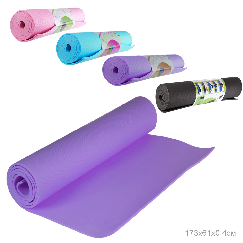 Коврик для фитнеса и йоги 173х61х0,4 см, в ассортим,  SHY-05 