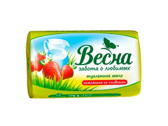 Мыло туалетное 90г Весна Земляника со сливками 