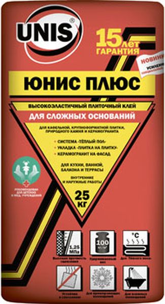 Смесь сухая клеевая 25кг "Юнис-плюс" красный