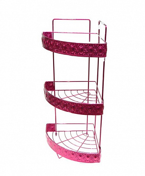 Полка угловая 3 ярусная 53х22х22см ОРНАМЕНТ розовый металлик JC-4422/G006-3 