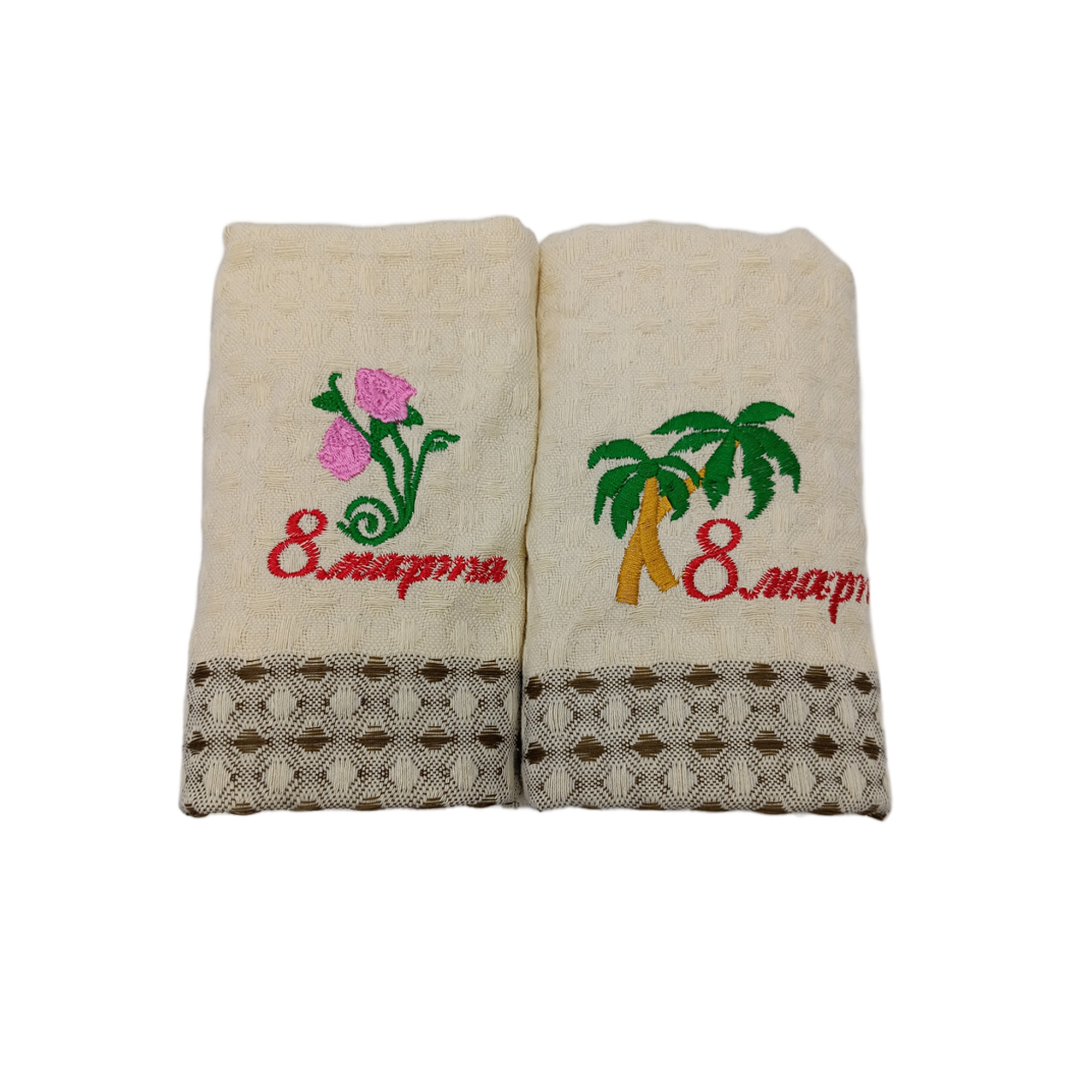 Набор полотенец 2шт 25х50см, 8 Марта, хлопок, в коробке