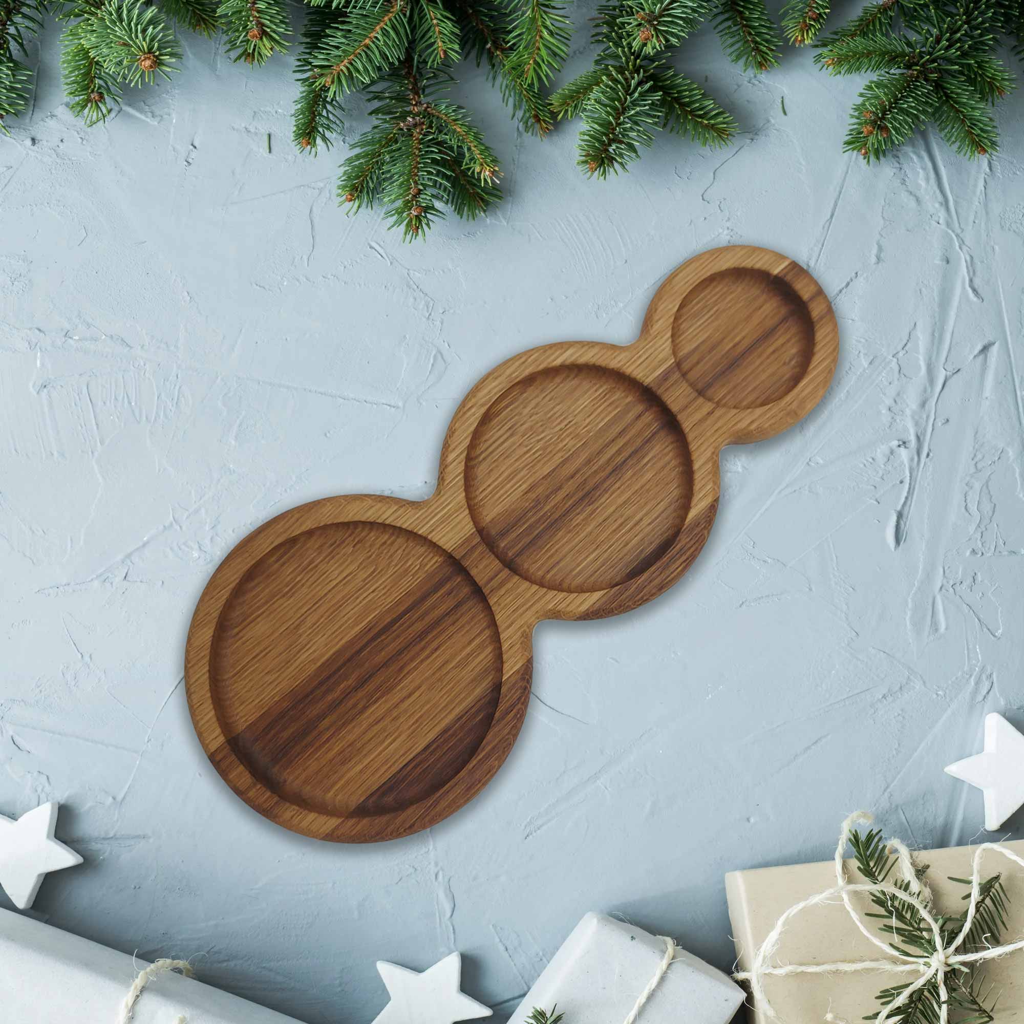 Менажница 35х15х2см ДомВуд Снеговик Дуб Д157