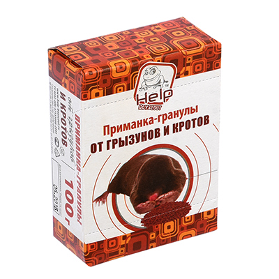 Приманка-гранулы для уничтожения КРОТОВ, коробка 100 г HELP