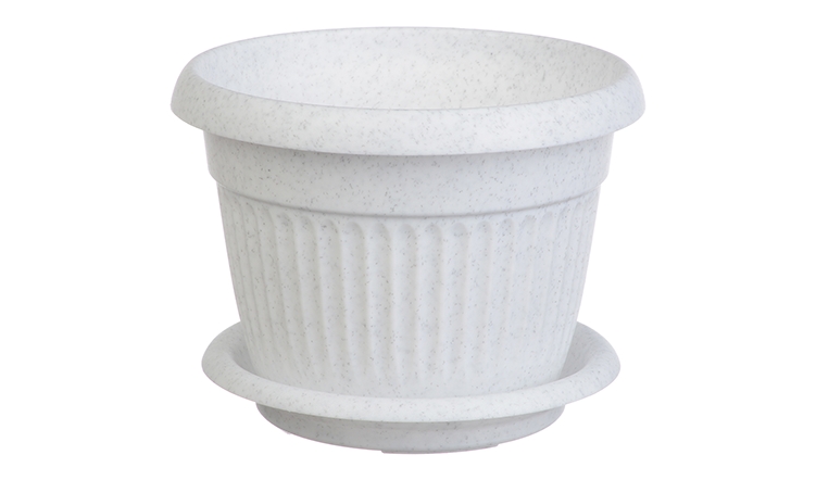 Кашпо ЛИВИЯ D120мм 0,6л с поддоном Мраморный