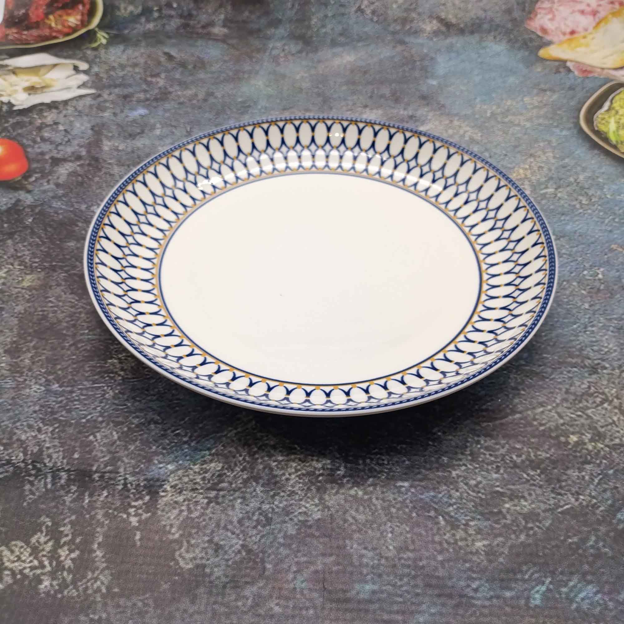 Тарелка 250мм, круглая, цветная РД84946 синий узор