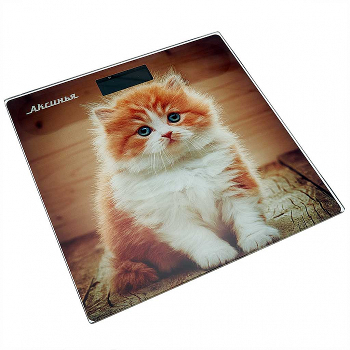 Весы напольные электронные АКСИНЬЯ КС-6000 "Рыжий кот": 180 кг, 26*26см  (10)