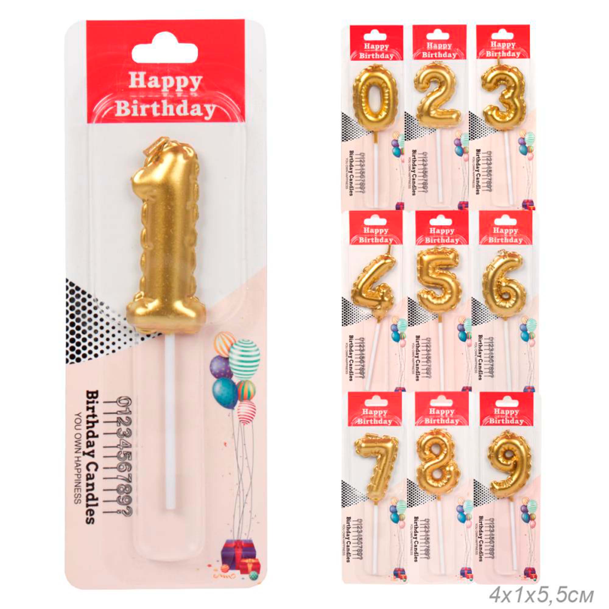 Свеча Цифра Шарик KL-26 золото