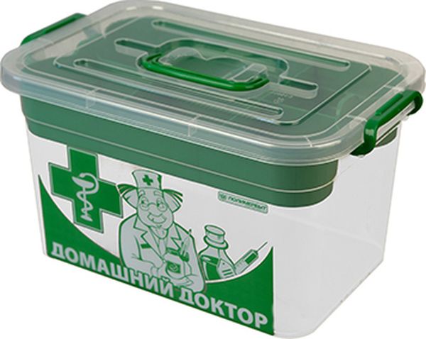 Контейнер для лекарств 10л "Домашний доктор"  с вкладышем 355х235х190