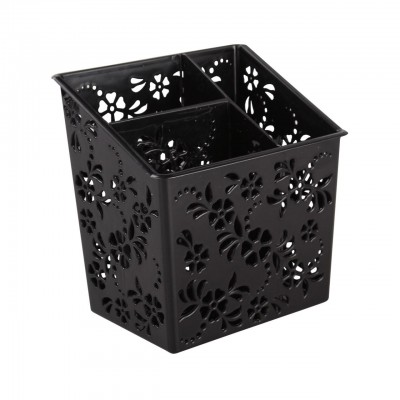 Подставка для столовых приборов 16,5х12,5х17см,  пластик черный