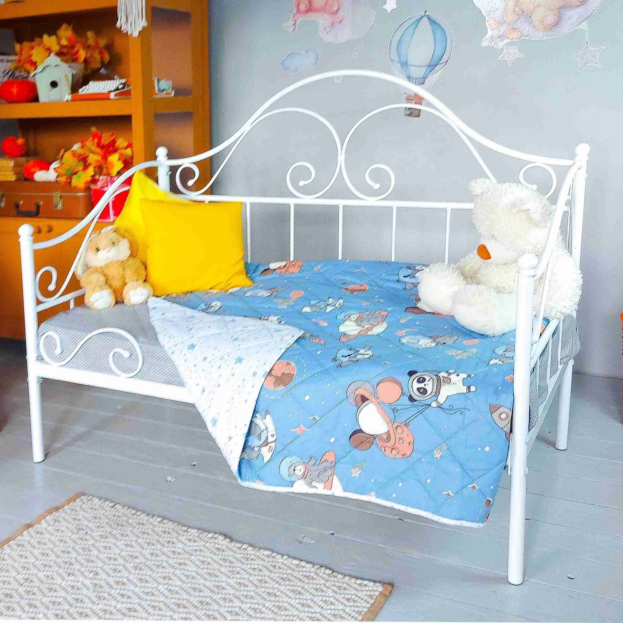 Покрывало стёганное 150*215 ДомВелл (Поплин) Детство 28373/1 Космонавты