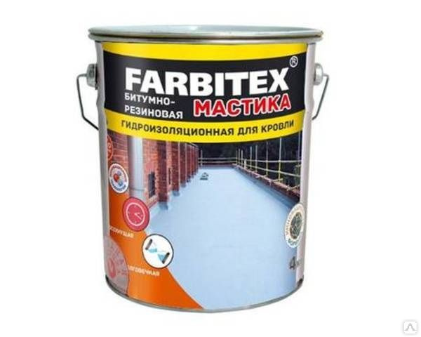 Мастика Битумно-резиновая 4кг для кровли FARBITEX