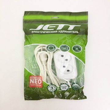 Удлинитель сетевой Jett (ДЖЕТТ) ПВС 2х0.75 2 роз.  5 м 10А белый РС-2