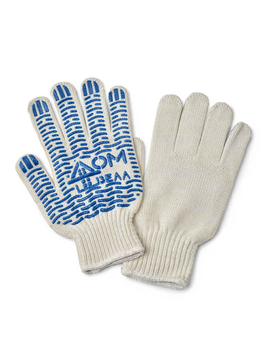 Перчатки х/б 7кл бел ПВХ ДомВелл ПРОМ Перчатки х/б 7кл бел ПВХ ДомВелл ПРОМ